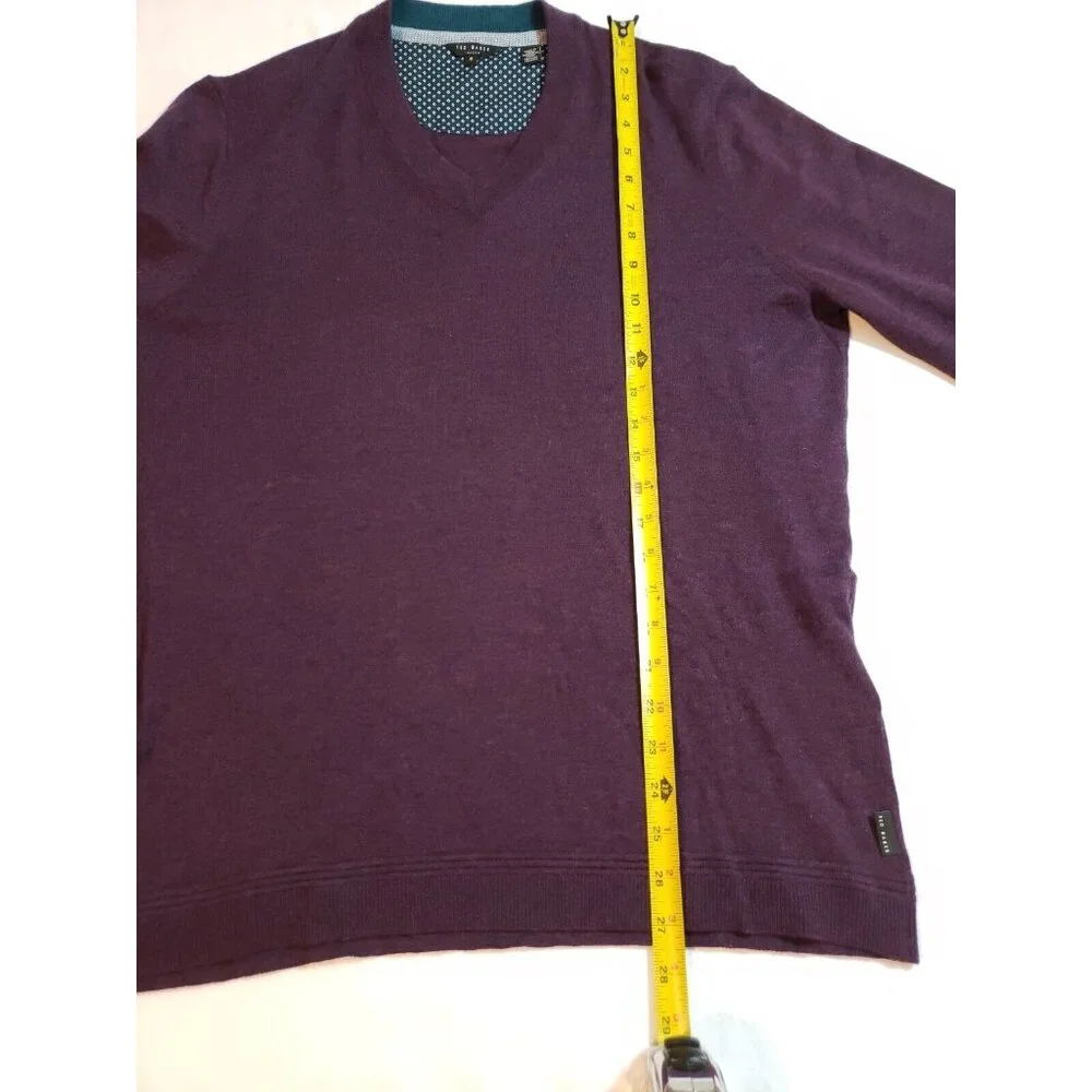 Ted Baker Mens Purple V-Neck Sweater wool silk‎ cashmere Size 5